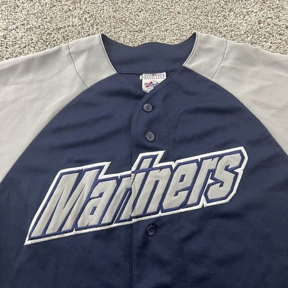 Vintage Seattle Mariners Majestic Jersey Mens Medium‎ Large Blue 90s Streetwear - Picture 2 of 11